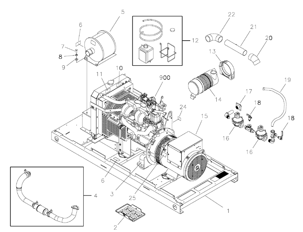 Main Unit Group Diagram and Parts List for 076000NG  Briggs and Stratton Generator